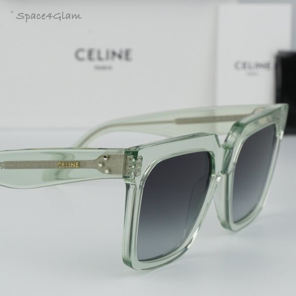BRAND NEW Celine CL4055IN 93B Transparent Green Gradient Square Women Sunglasses